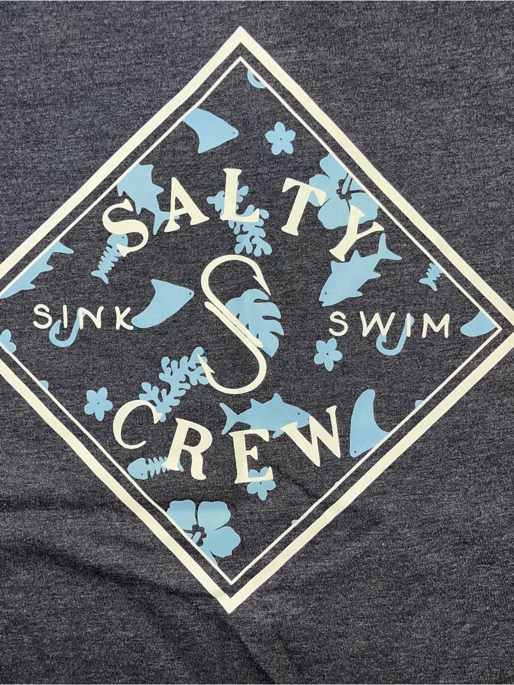 Salty Crew Grey Blue Fishing Sink Swim Short Sleeve Tee Shirt Boys NWT XL - Picture 5 of 5
